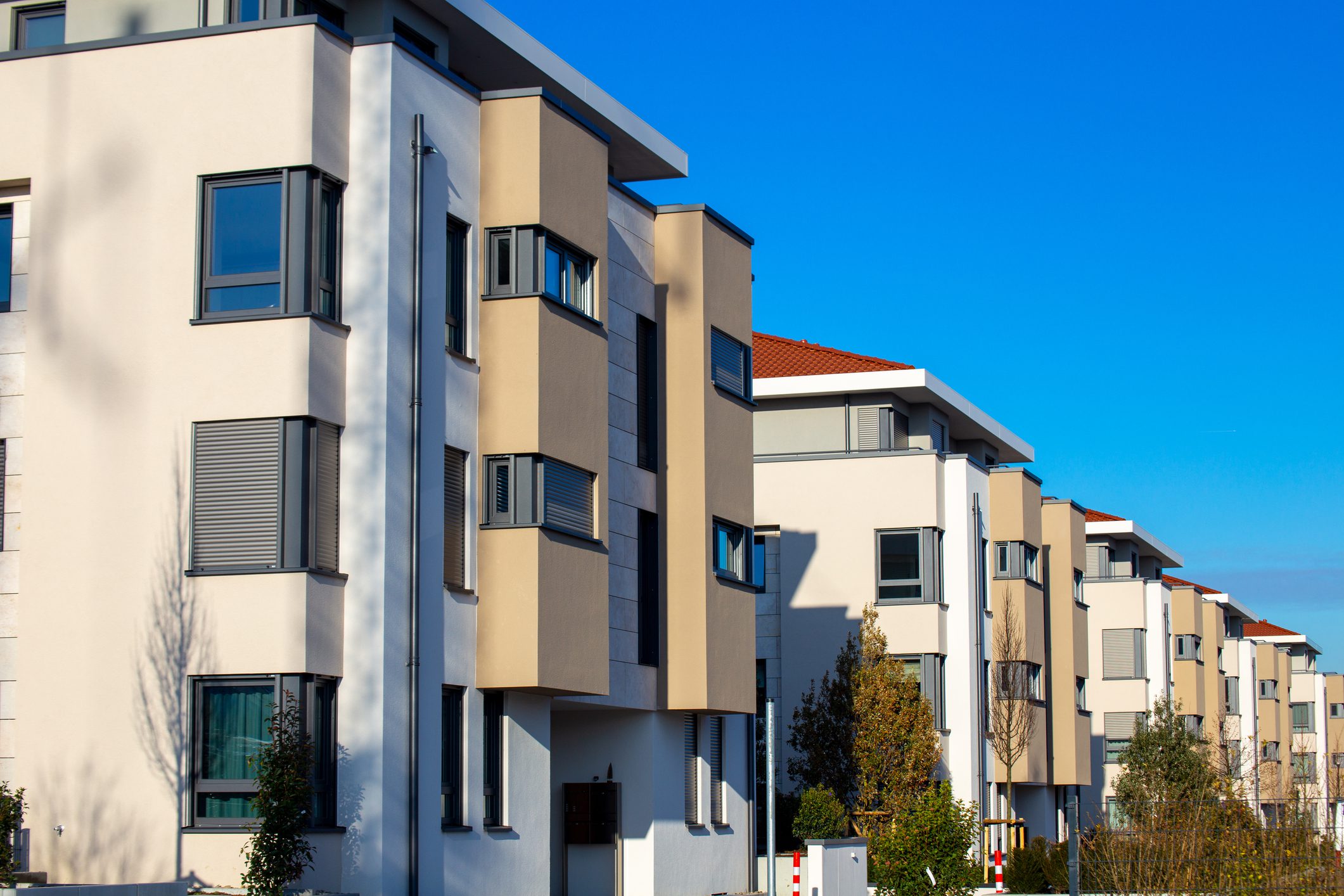 Contemporary residential complex with balconies