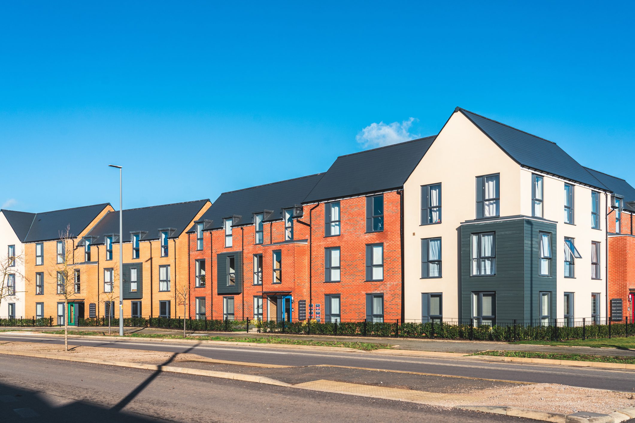 Residential buildings in a sunny neighborhood