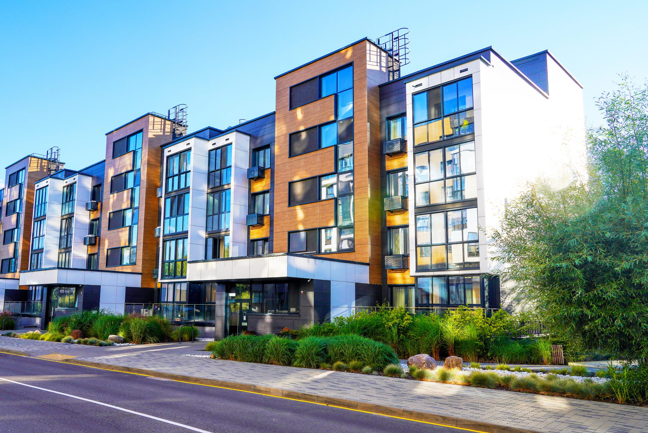Contemporary residential complex in urban setting